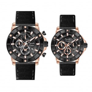 Alexandre Christie AC 6609 Rosegold Black Leather Couple